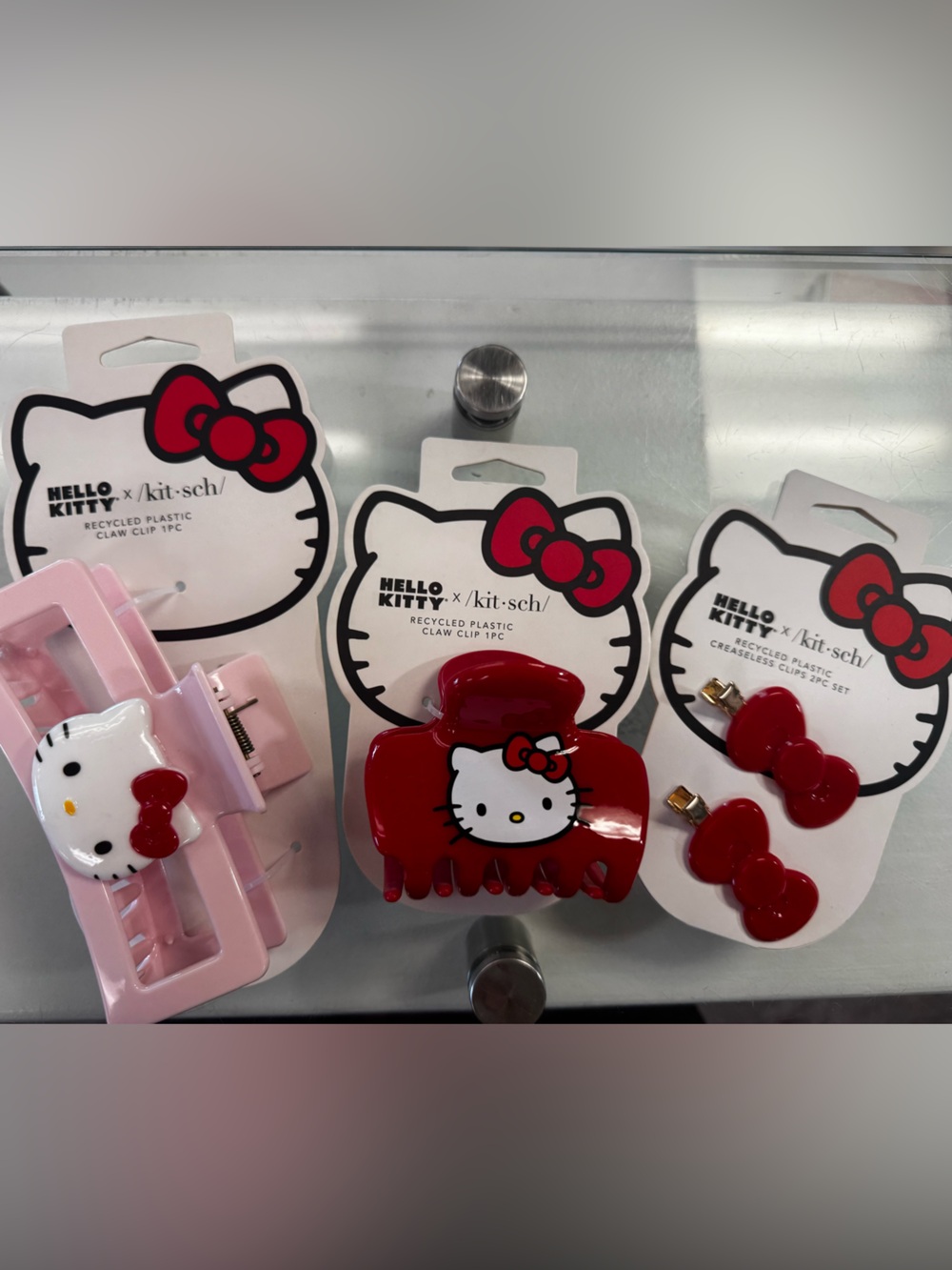 Hello Kitty Hair Clip & Claw Set - Pink and Red